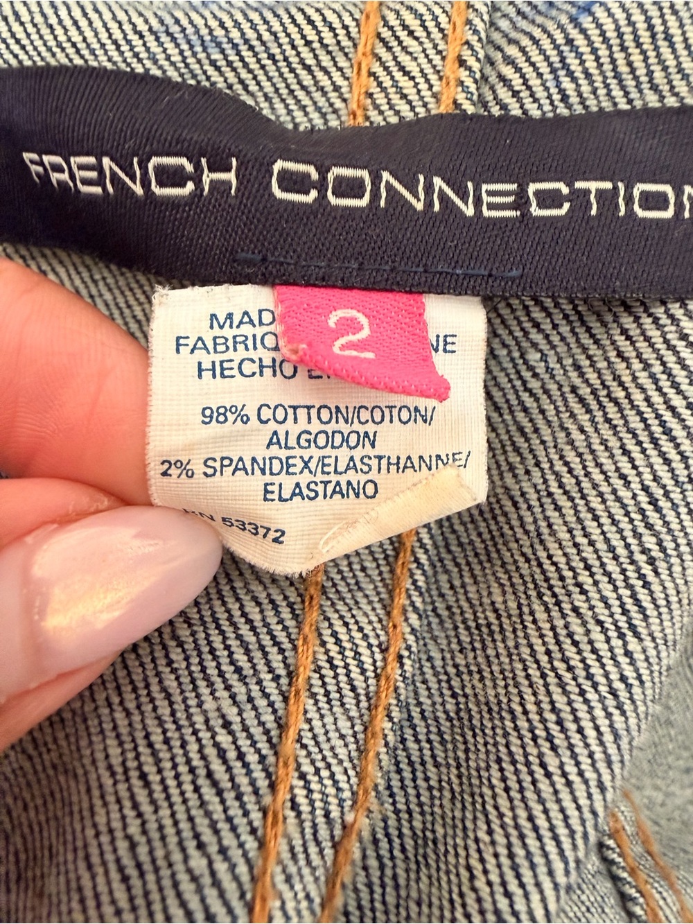 FCUK Jeans French Connection Y2K denim moto Jacket 90s racer jacket - Picture 8 of 8